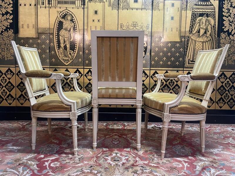 Pair Of Louis XVI Style Cabriolet Armchairs And Louis XVI Chair-photo-2