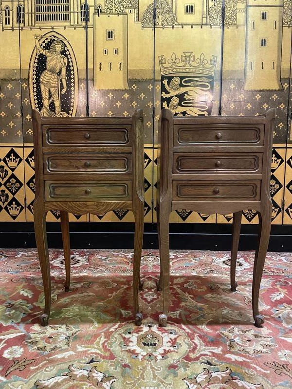 Pair Of Louis XV Style Oak Bedside Tables 