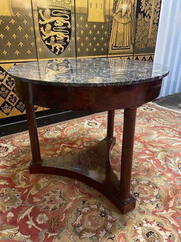 Empire Period Pedestal Table In Mahogany And Marble -photo-3