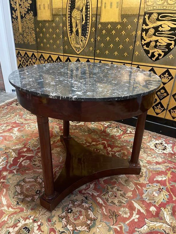 Empire Period Pedestal Table In Mahogany And Marble -photo-1