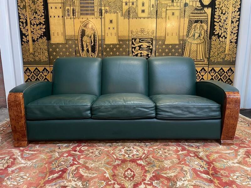 Art Deco Style Leather Sofa 