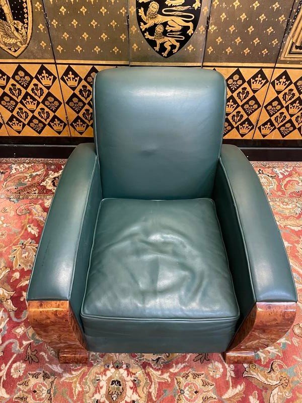 Art Deco Style Leather Club Chair -photo-3