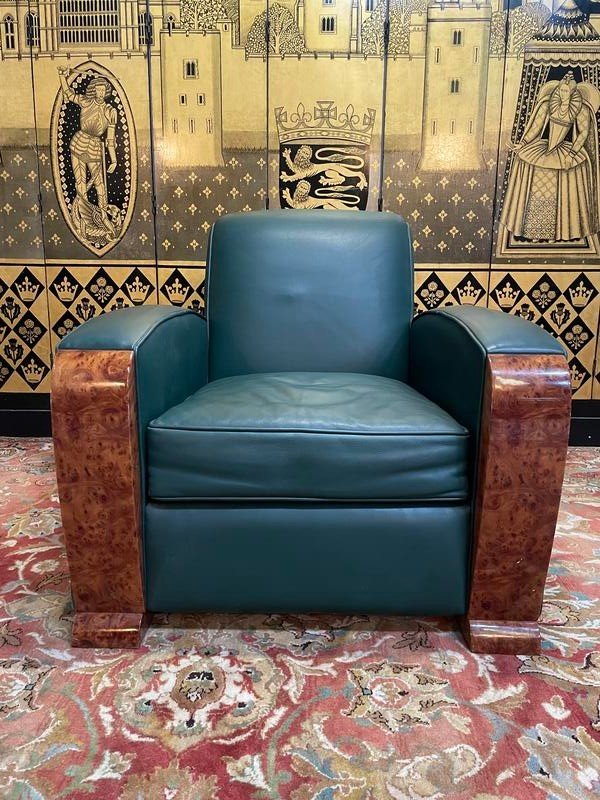 Art Deco Style Leather Club Chair 