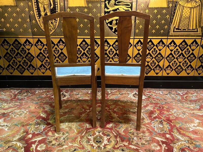 2 Art Deco Chairs Fabric Seat -photo-2