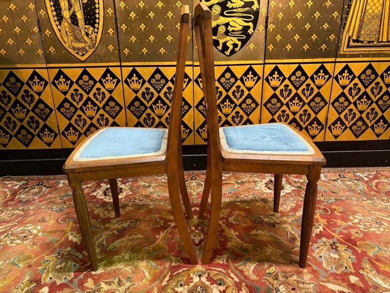 2 Art Deco Chairs Fabric Seat -photo-3