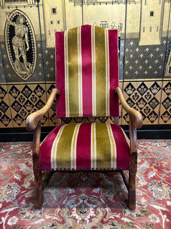 Pair Of Louis XIII Armchairs, Pair Of Chairs And Poufs-photo-7