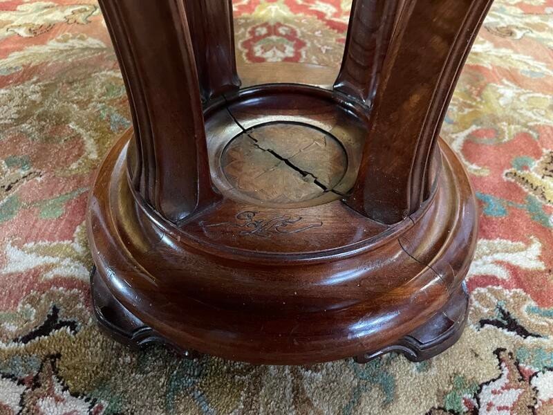 Circular Side Table Signed By Gallée-photo-2