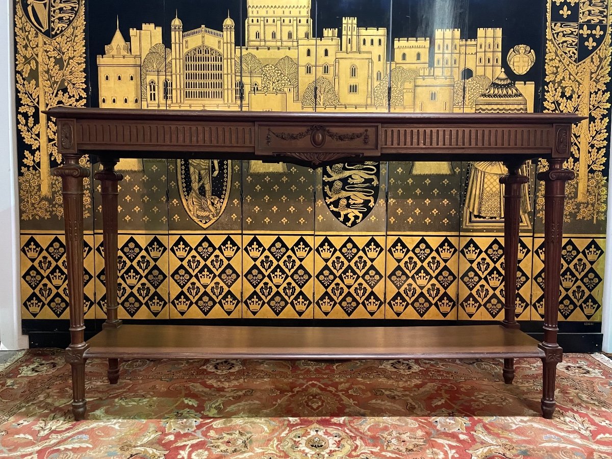 Huge Louis XVI Style Walnut Console Table 