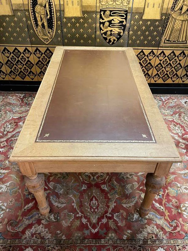 Louis Philippe Desk In Oak And Leather -photo-2