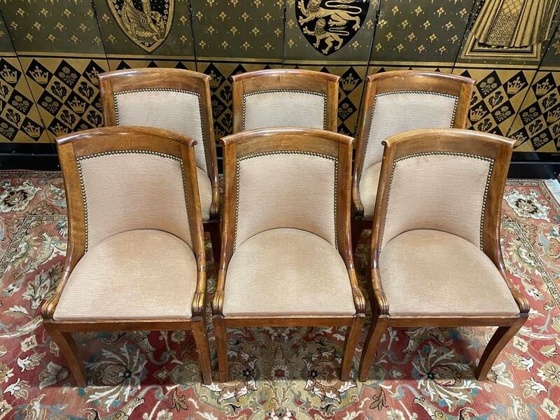 Suite De 6 Chaises Gondoles Empire En Acajou -photo-1