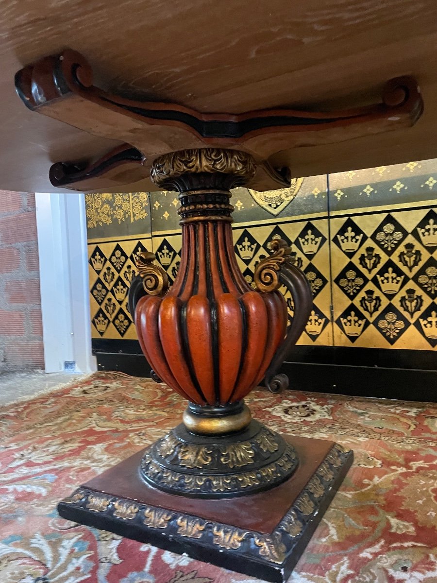 Table à Manger Ovale En Chêne Et Pieds Vases -photo-4