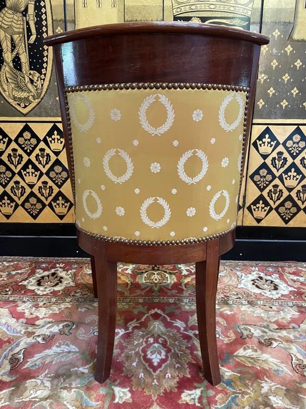 Set Of 6 Empire Gondola Chairs In Mahogany And Yellow Silk-photo-4