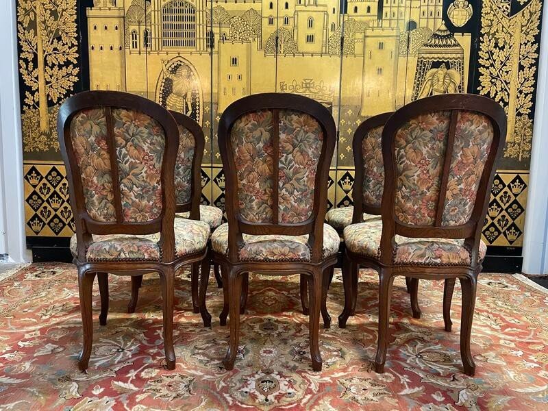 Set Of 6 Louis XV Style Oak Chairs -photo-2