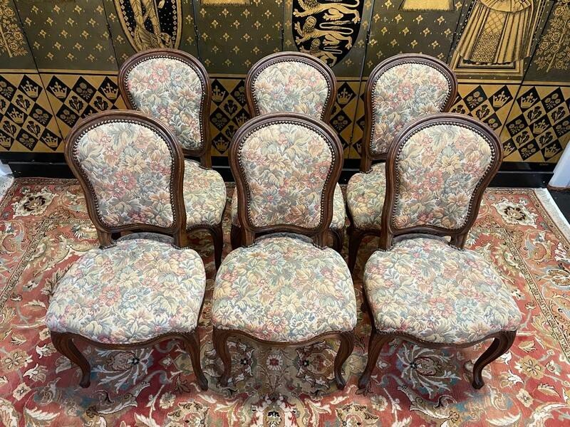 Set Of 6 Louis XV Style Oak Chairs -photo-2