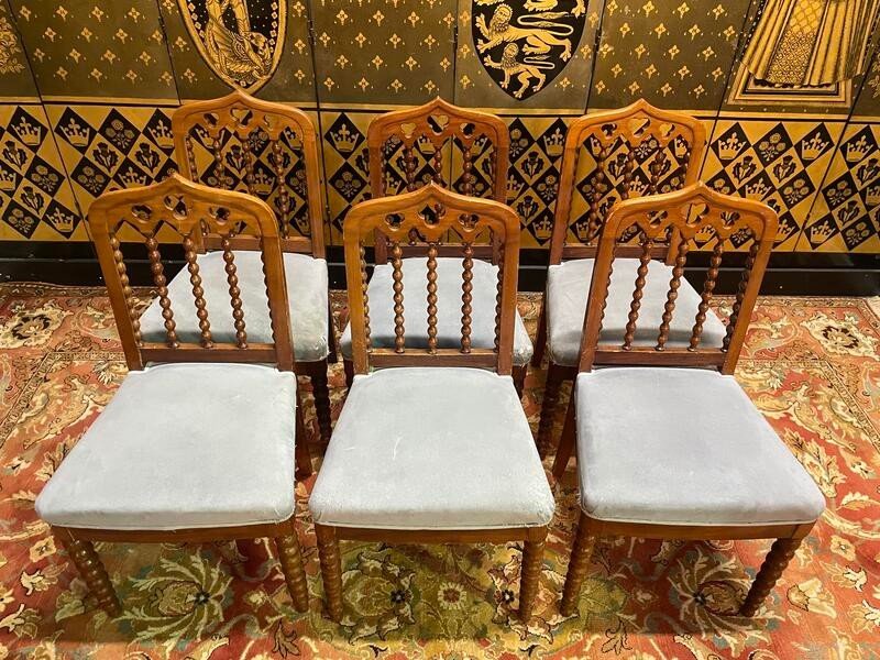 Set Of 6 Restoration Period "rosary" Chairs-photo-5