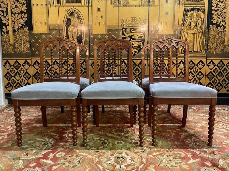 Set Of 6 Restoration Period "rosary" Chairs