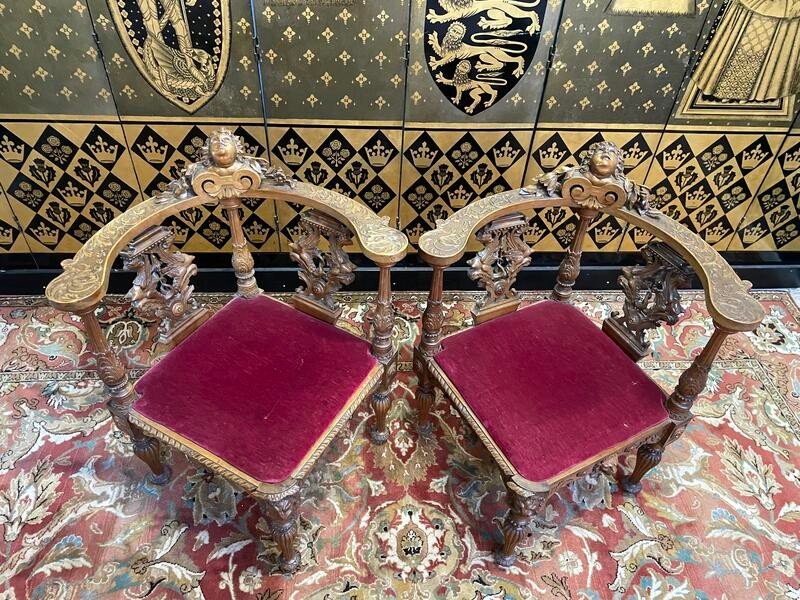 Pair Of Italian Carved Wood Armchairs-photo-2