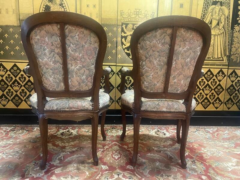 Pair Of Louis XV Style Oak Armchairs-photo-2