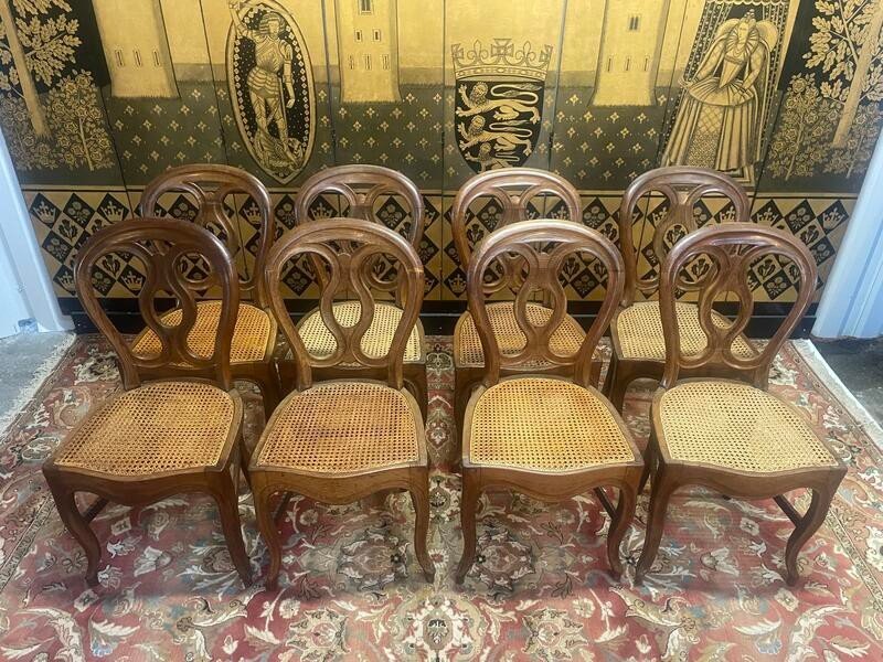 Set Of 8 Louis Philippe Cannage Chairs - Caned In Oak-photo-1