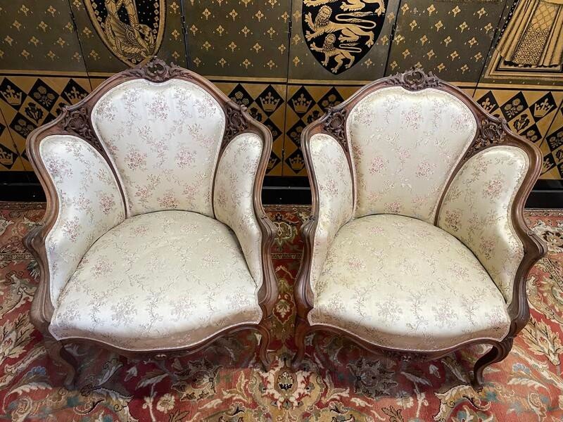 Pair Of Louis XV Rocailles Bergere Armchairs-photo-4