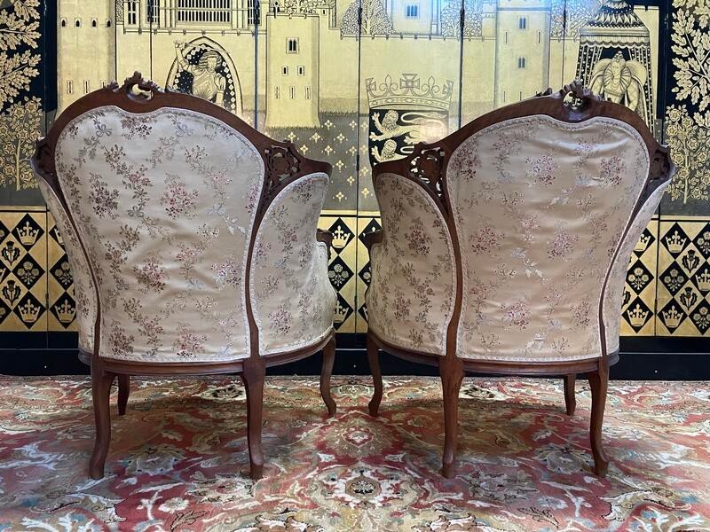 Pair Of Louis XV Rocailles Bergere Armchairs-photo-2