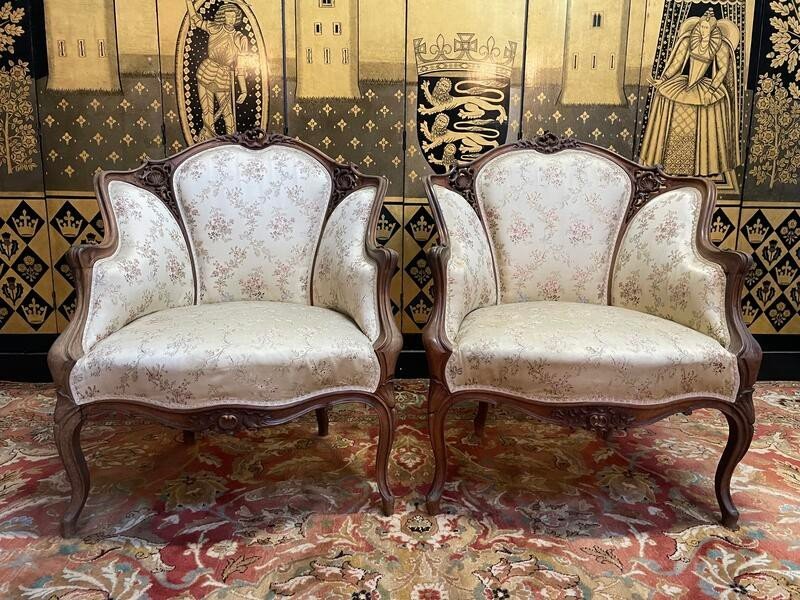 Pair Of Louis XV Rocailles Bergere Armchairs