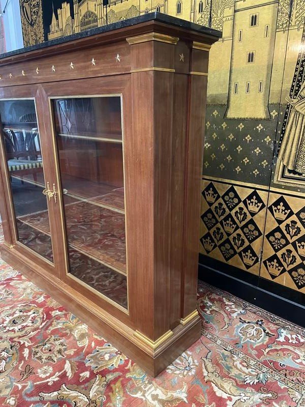 Library - Empire Style Display Cabinet In Mahogany And Black Marble-photo-4