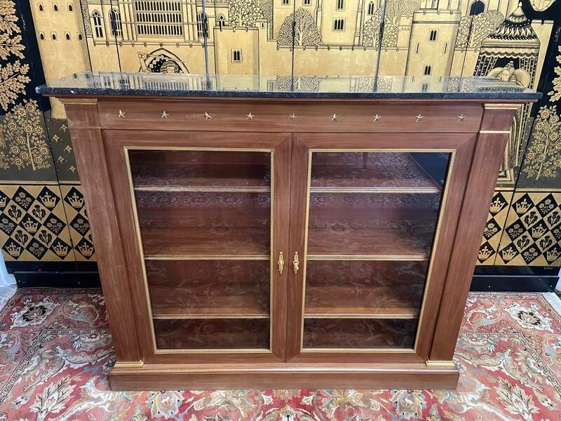 Library - Empire Style Display Cabinet In Mahogany And Black Marble-photo-2