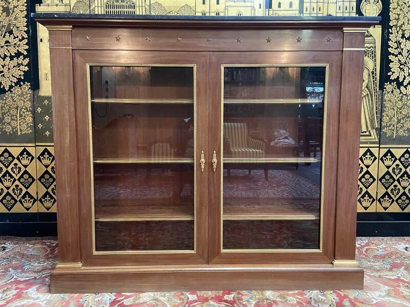 Library - Empire Style Display Cabinet In Mahogany And Black Marble