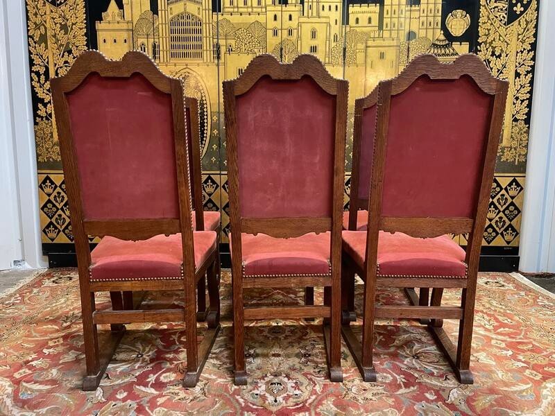 Suite De 6 Chaises Renaissance - Louis XIII En Chêne -photo-2