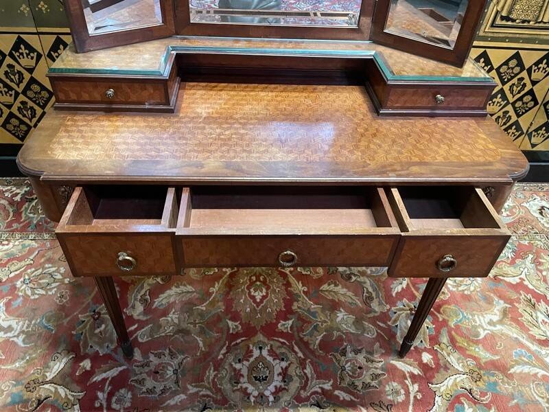 Louis XVI Style Marquetry Dressing Table-photo-1