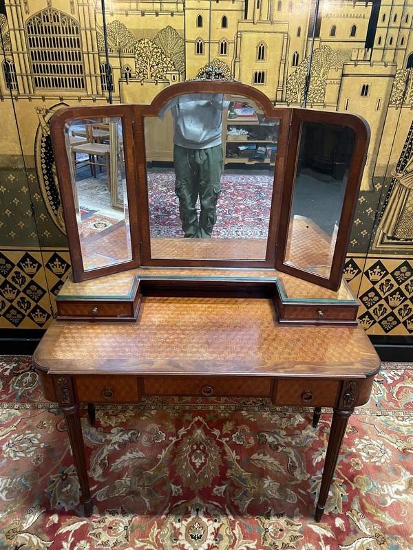 Louis XVI Style Marquetry Dressing Table-photo-5