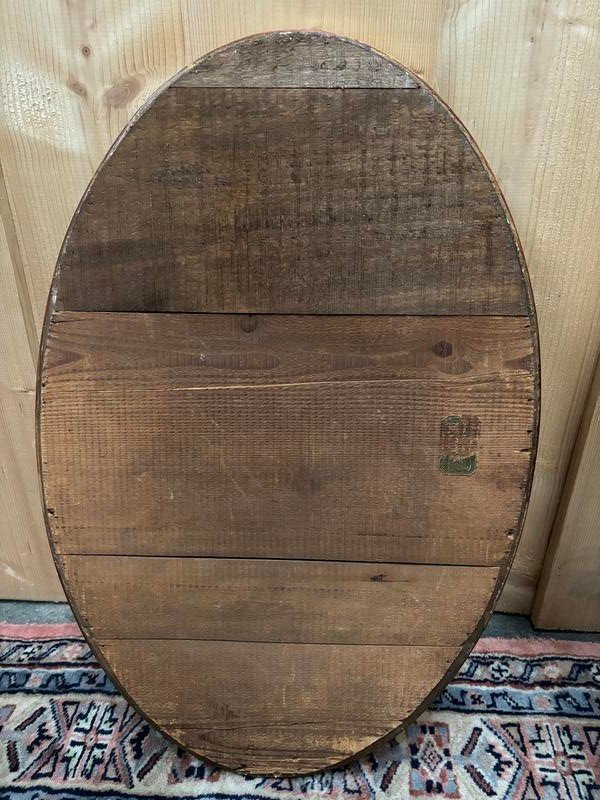 Miroir Ovale En Bois Doré  -photo-1