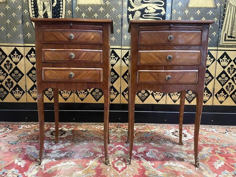 Pair Of Louis Transition Marquetry Bedside Tables