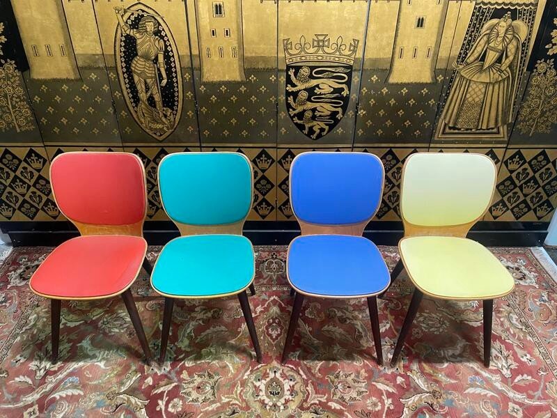 Suite De 4 Chaises 1970  Bistrot  Baumann Max Bill-photo-3