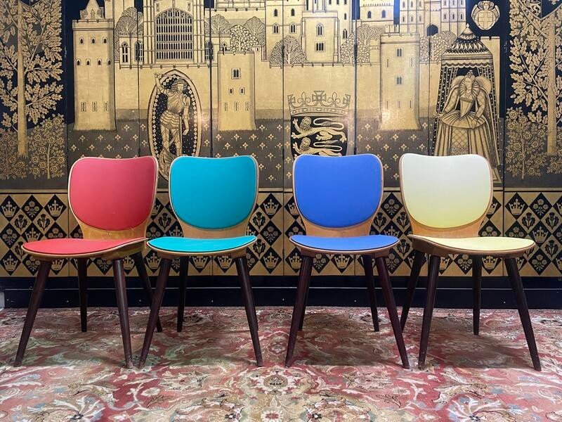 Suite De 4 Chaises 1970  Bistrot  Baumann Max Bill