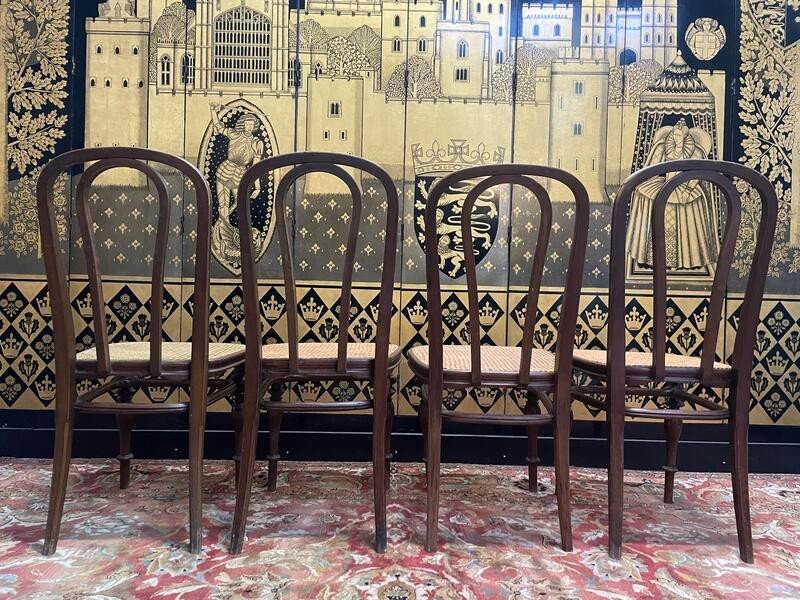 Set Of 4 Caned Chairs By Jacob & Josef Kohn-photo-3