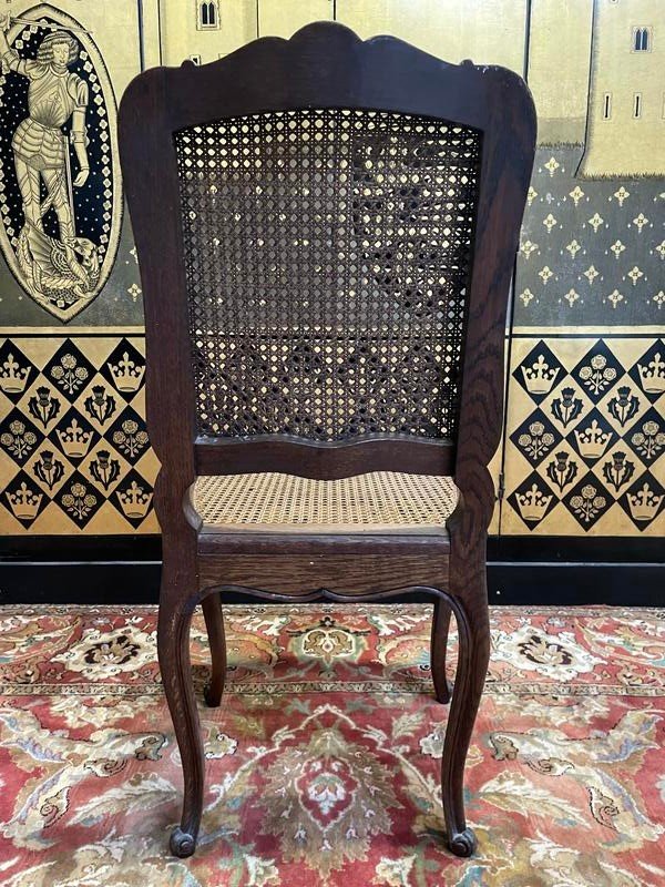 Set Of 6 Louis XV Style Caned Chairs In Oak-photo-3