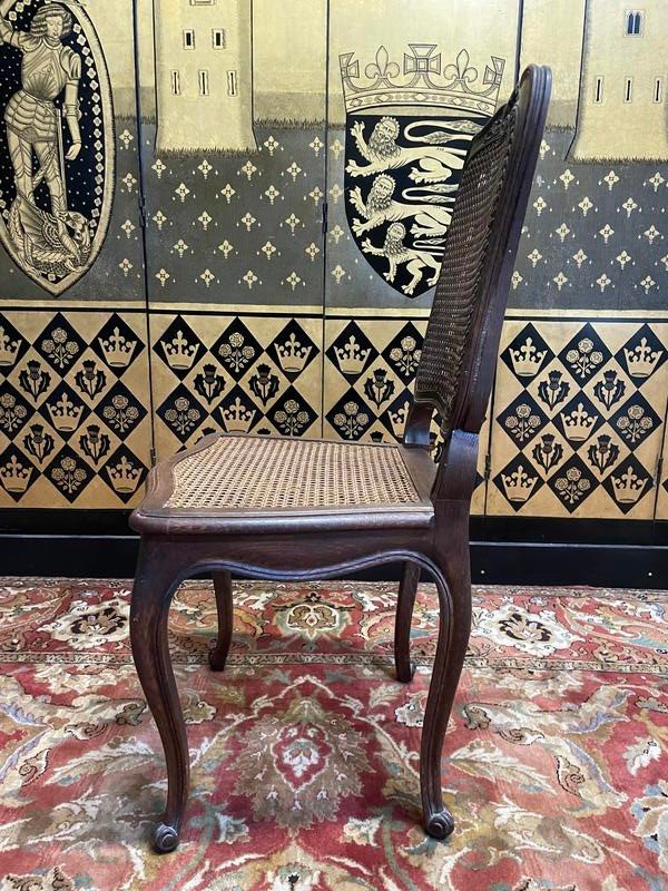 Set Of 6 Louis XV Style Caned Chairs In Oak-photo-2