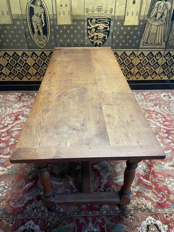 Table De Ferme De Style Louis XIII En Chêne-photo-1