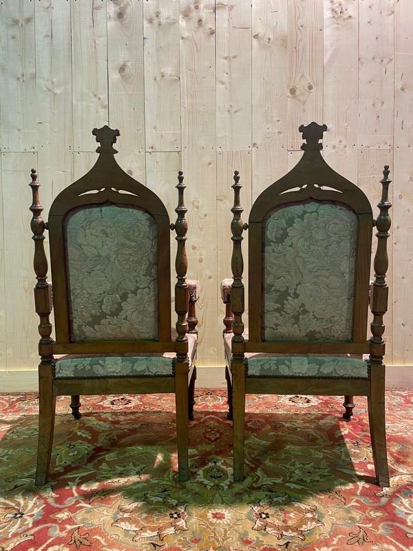 Pair Of Gothic Style Armchairs -photo-4