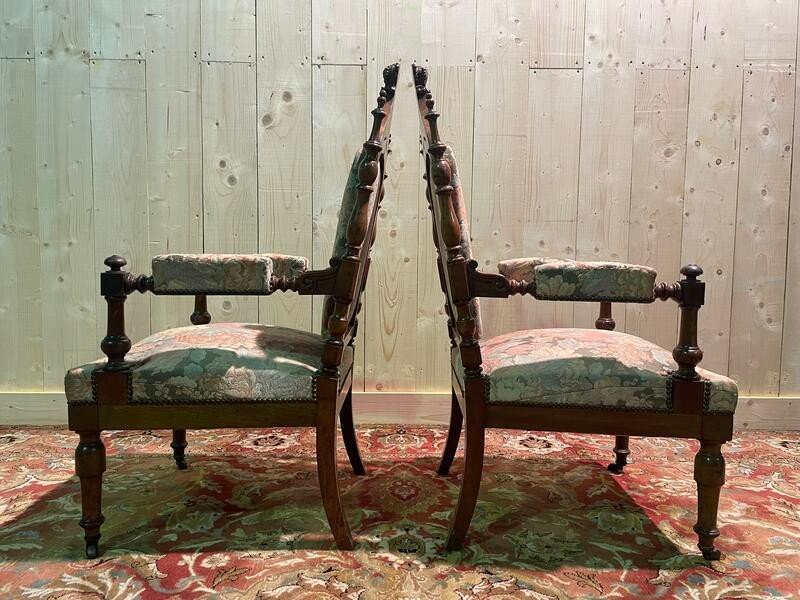 Pair Of Gothic Style Armchairs -photo-1