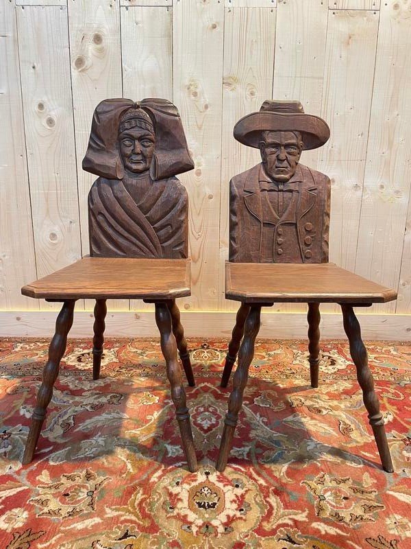 Set Of 6 Alsatian Chairs In Carved Oak-photo-2