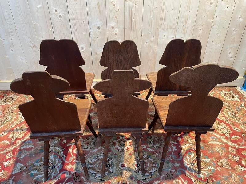 Set Of 6 Alsatian Chairs In Carved Oak-photo-4