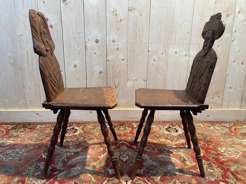 Set Of 6 Alsatian Chairs In Carved Oak-photo-4