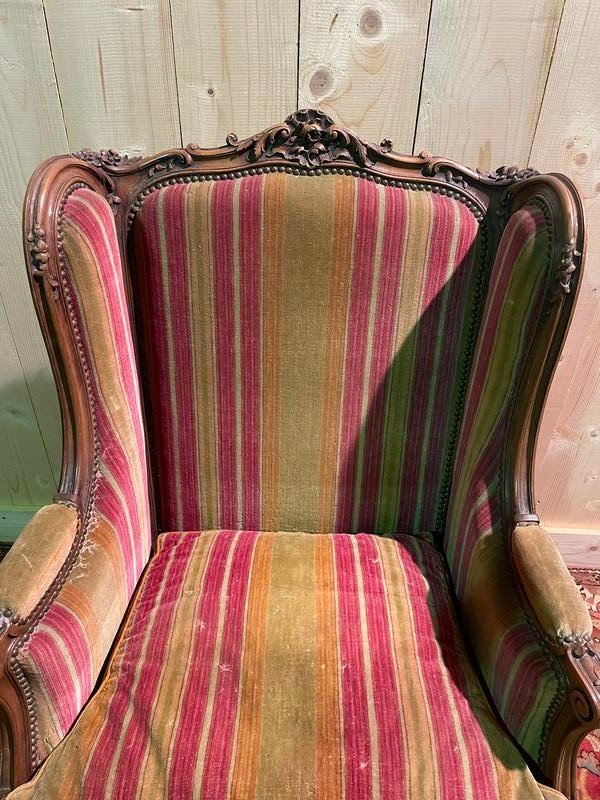 Fauteuil - Bergère à Oreilles De Style Louis XV -photo-2