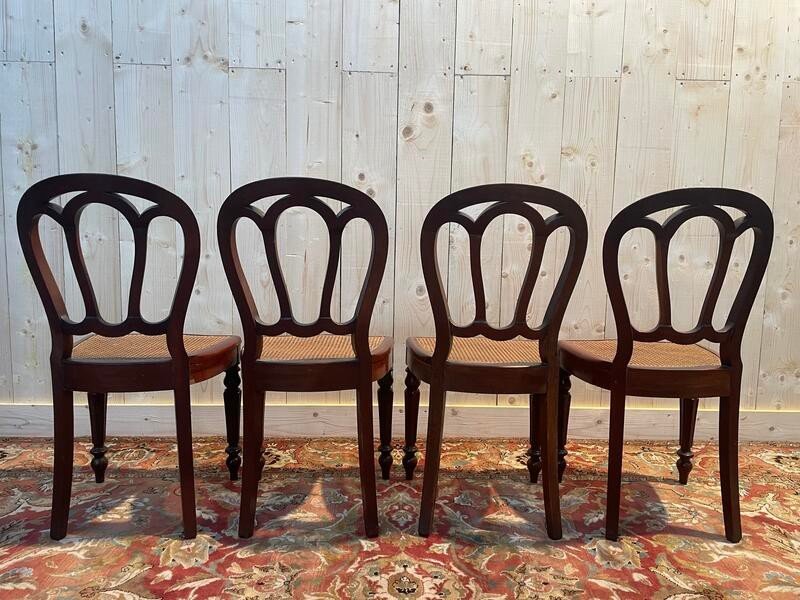 Set Of 4 Louis Philippe Caned Chairs -photo-4