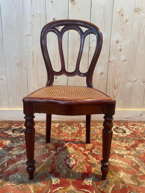 Set Of 4 Louis Philippe Caned Chairs -photo-2