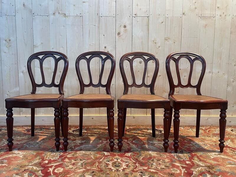 Set Of 4 Louis Philippe Caned Chairs 