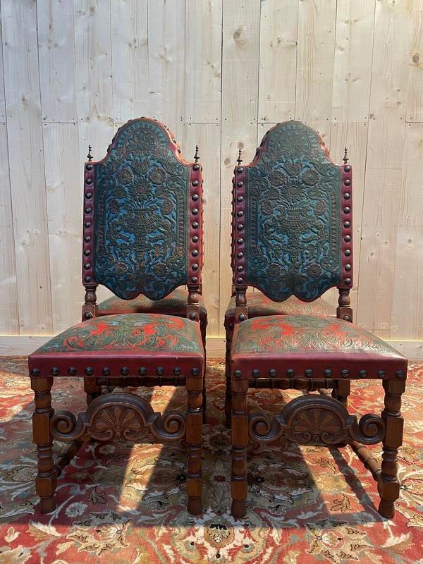 Suite De 4 Chaises Louis XIII-photo-4